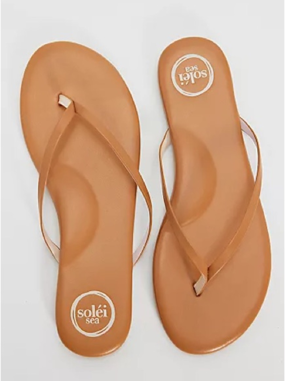 Solei Sea Around Town Tan Thong Sandals — Slim Strap Casual Flip Flops